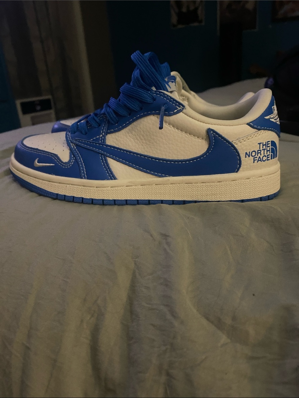 Nike Travis Scott x The North Face Collab, size 5.5M/7W White & Blue